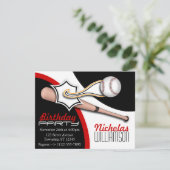 Trendy Red Baseball Einladungen zum Geburtstag (Stehend Vorderseite)