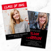 Trendy Red Black Fotos Abschluss Einladung