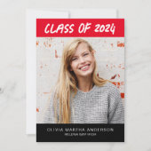 Trendy Red Black Fotos Abschluss Einladung (Vorderseite)