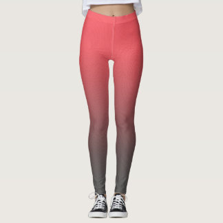 Trendy Red Black Gradient Leggings