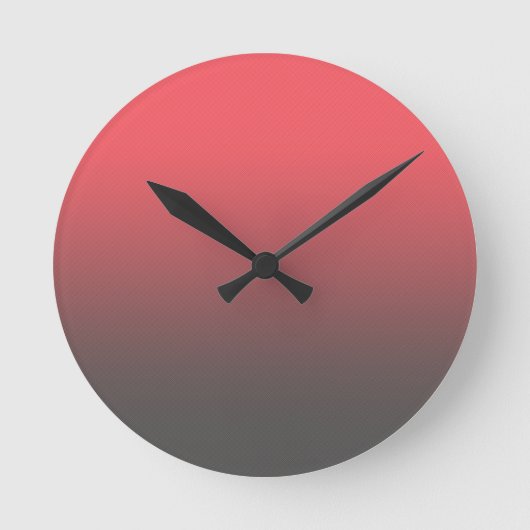 Trendy Red Black Gradient Runde Wanduhr (Vorderseite)