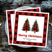 Trendy Red Black Plaid Napkin Personalized Serviette