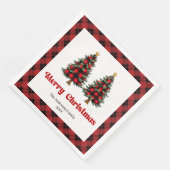 Trendy Red Black Plaid Napkin Personalized Serviette (Ecke)