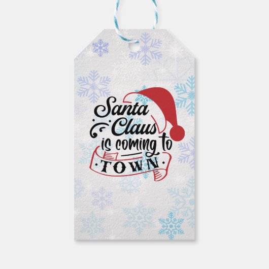 Trendy Red Black Text Santa Geschenkanhänger (Rückseite)