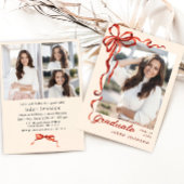 Trendy Red Bow Ribbon 4 FOTO Graduation Party Einladung