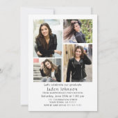 Trendy Red Bow Ribbon 5 FOTO Graduation Party Einladung (Rückseite)