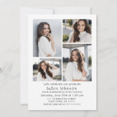 Trendy Red Bow Ribbon 5 FOTO Graduation Party Einladung (Rückseite)