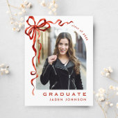 Trendy Red Bow Ribbon FOTO Graduation Party Postkarte