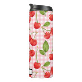Trendy Red Cherry Pattern Gingham Hintergrund Thermosbecher (Nach rechts gedreht)