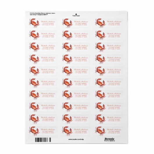 Trendy Red Crab Nautical Return Address Label (Vorne)