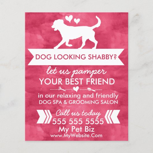 Trendy Red Dog Grooming Flyer - personalisierbar (Vorne)