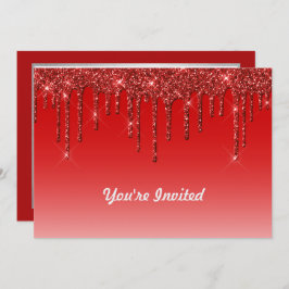 Trendy Red Glitzer Tropfens Birthday Einladung