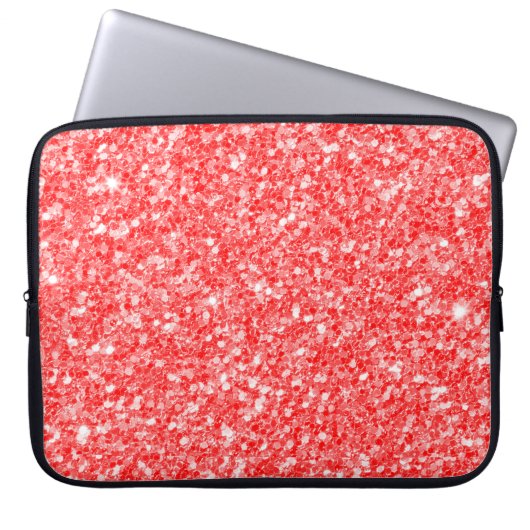 Trendy Red Glitzer White Sparks Laptopschutzhülle (Vorderseite)