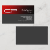 Trendy Red Gray Chic Monogram Business Card Visitenkarte (Vorne/Hinten)