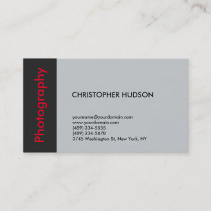 Trendy Red Gray Fotografie Visitenkarte