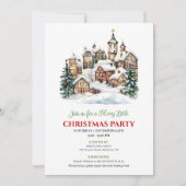 Trendy red green Christmas scene festive Einladung (Vorderseite)