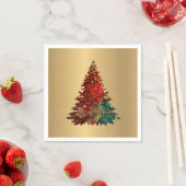 Trendy Red Green Watercolor Tree Gold Weihnachten Serviette (Beispiel)