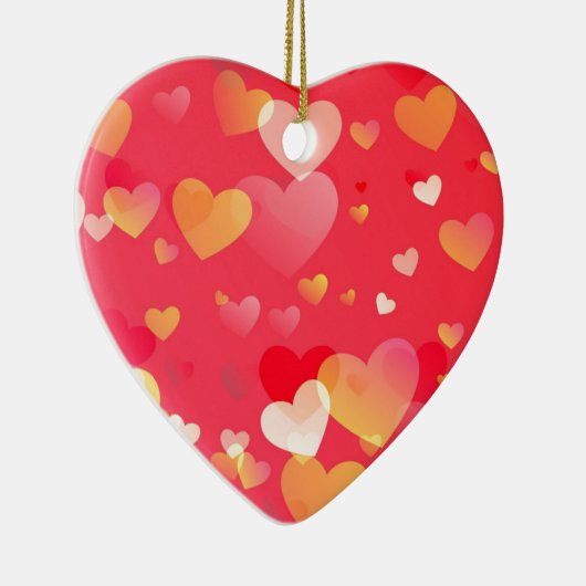 Trendy Red Heart Pattern Keramik Ornament (Rechts)