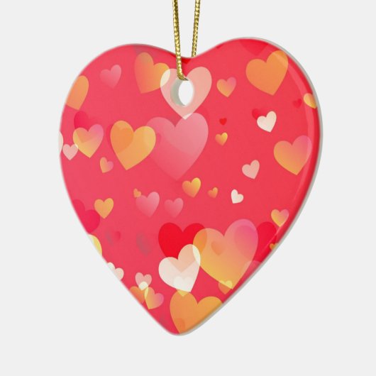 Trendy Red Heart Pattern Keramik Ornament (Links)