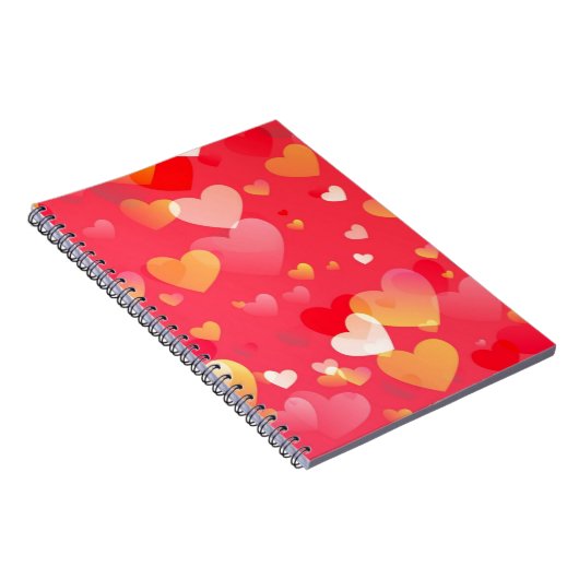Trendy Red Heart Pattern Notizblock (Rechte Seite)