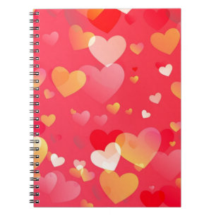 Trendy Red Heart Pattern Notizblock