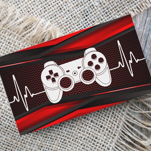 Trendy Red Joypad Heartbeat Gamde Tester Gamer Fun Visitenkarte