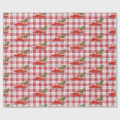 Trendy Red Kariert Vintage Weihnachtsfeiertag Geschenkpapier (Flach)