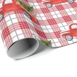 Trendy Red Kariert Vintage Weihnachtsfeiertag Geschenkpapier
