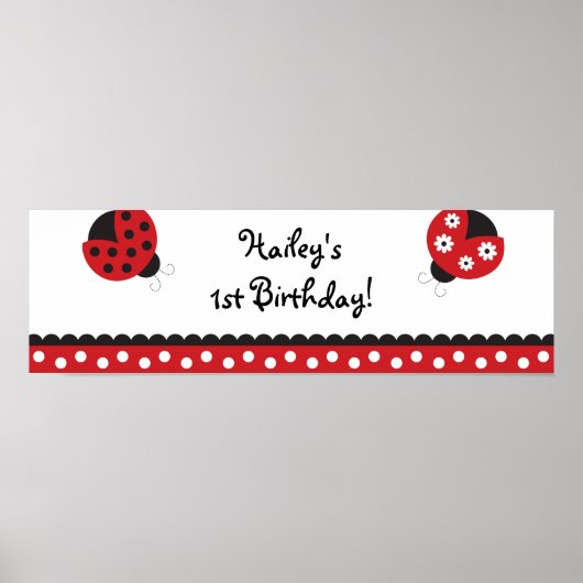 Trendy Red Ladybug Birthday Banner Sign Poster (Vorne)