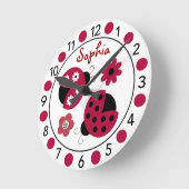 Trendy Red Ladybug Personalisiert Kinderzimmer Wal Runde Wanduhr (Winkel)