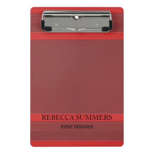 Trendy Red Leather Look Mini Klemmbrett (Vorderseite)