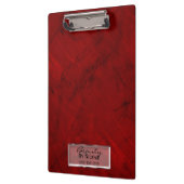 Trendy Red Marble Elegante Chic Glam Personalisier Klemmbrett (Links)