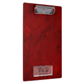 Trendy Red Marble Elegante Chic Glam Personalisier Klemmbrett (Rechts)