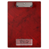 Trendy Red Marble Elegante Chic Glam Personalisier Klemmbrett (Vorderseite)