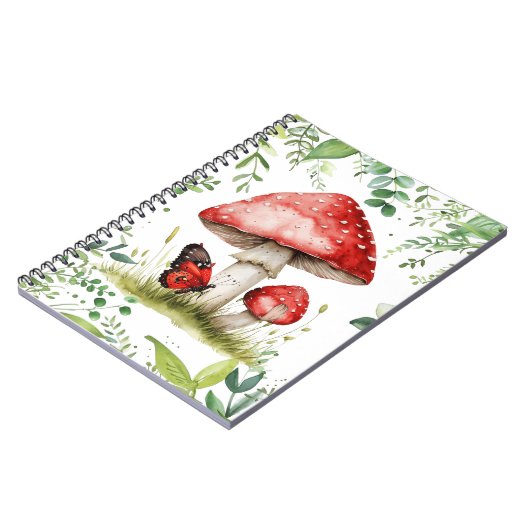 Trendy Red Mushroom mit Butterfly Notizblock (Linke Seite)