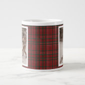 Trendy Red Plaid Rustic 2 Photo Christmas Gift Jumbo-Tasse (Vorderseite)