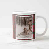 Trendy Red Plaid Rustic 2 Photo Christmas Gift Jumbo-Tasse (Rechts)