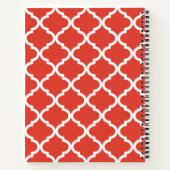 Trendy Red Quatrefolie Blue Monogram und Name Notizbuch (Rückseite)
