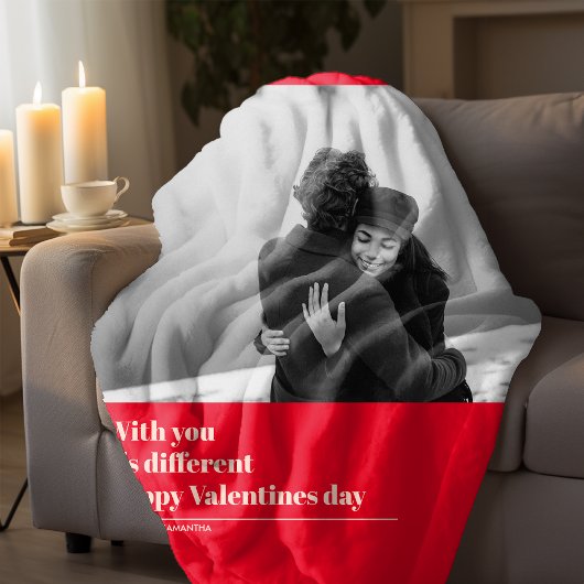 Trendy Red Quote und Foto | Valentines Gift Fleecedecke
