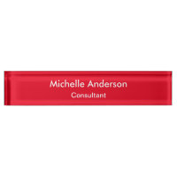 Trendy Red Schlicht Consultant Desk Namplate