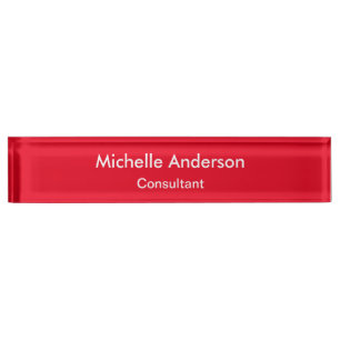 Trendy Red Schlicht Consultant Desk Namplate Namensplakette