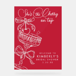 Trendy Red She's The Cherry On Top Bridal Shower Acrylschild