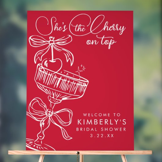Trendy Red She's The Cherry On Top Bridal Shower Acrylschild (Neutral)