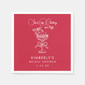 Trendy Red She's The Cherry On Top Bridal Shower Serviette (Vorderseite)