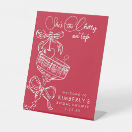 Trendy Red She's The Cherry On Top Bridal Shower Sockelschild