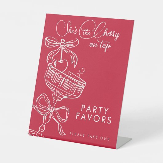 Trendy Red She's The Cherry On Top Bridal Shower Sockelschild (Vorderseite)