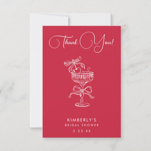 Trendy Red Sie ist die Kirsche auf dem Hochzeitsbr Dankeskarte (Vorderseite)
