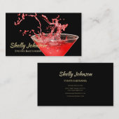 Trendy Red Splash Barkeeper and Events Caterer Visitenkarte (Vorne/Hinten)