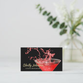 Trendy Red Splash Barkeeper and Events Caterer Visitenkarte (Stehend Vorderseite)
