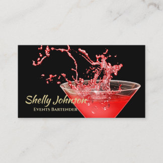 Trendy Red Splash Barkeeper and Events Caterer Visitenkarte